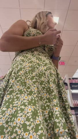 The store was super crowded but I still insisted on showing off my holes for you :) [GIF] - free porn video