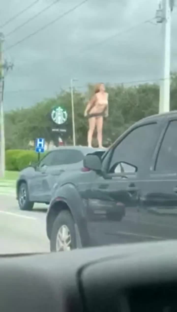Masterbating on someone's car in busy traffic is so wild and fun. - free porn video