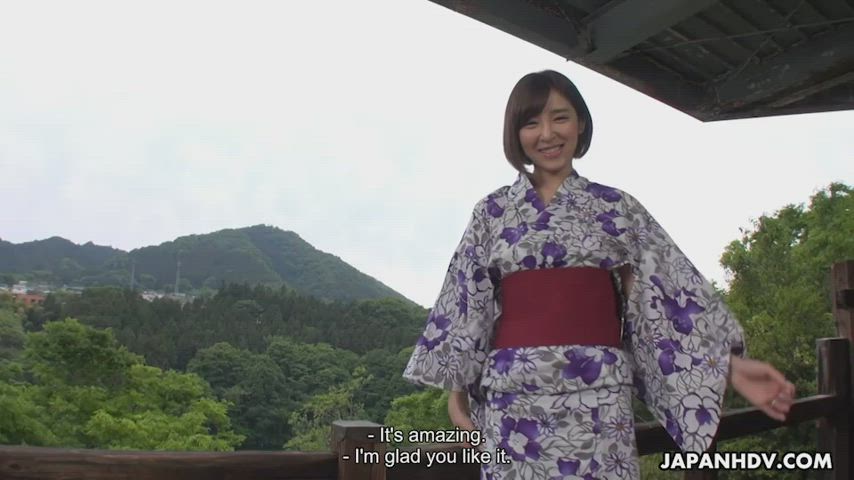 Runa Hagawa in the hot springs today with her lover - free porn video
