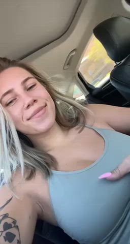 Love flashing in the car - free porn video