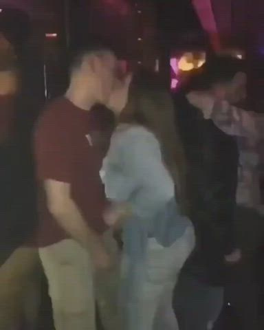Getting On Her Knees in the Club - free porn video