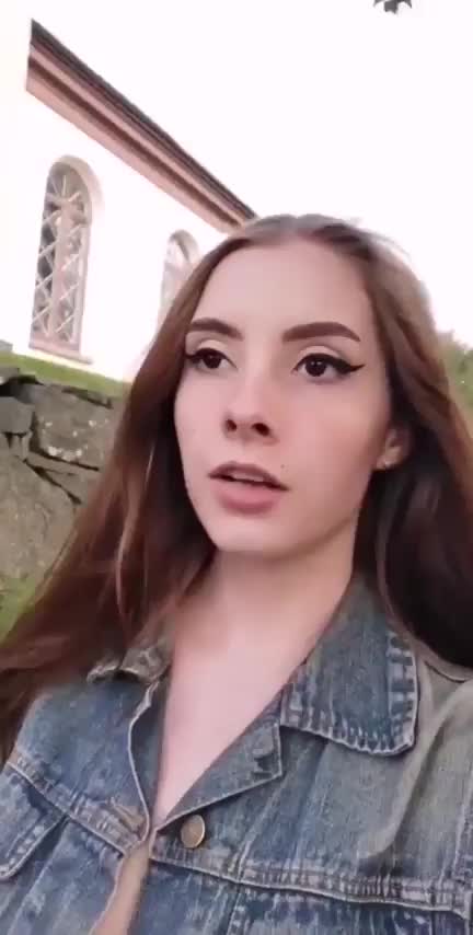 I'm probably going to hell for flashing my tits infront of church. oh well! 😇 [gif] - free porn video