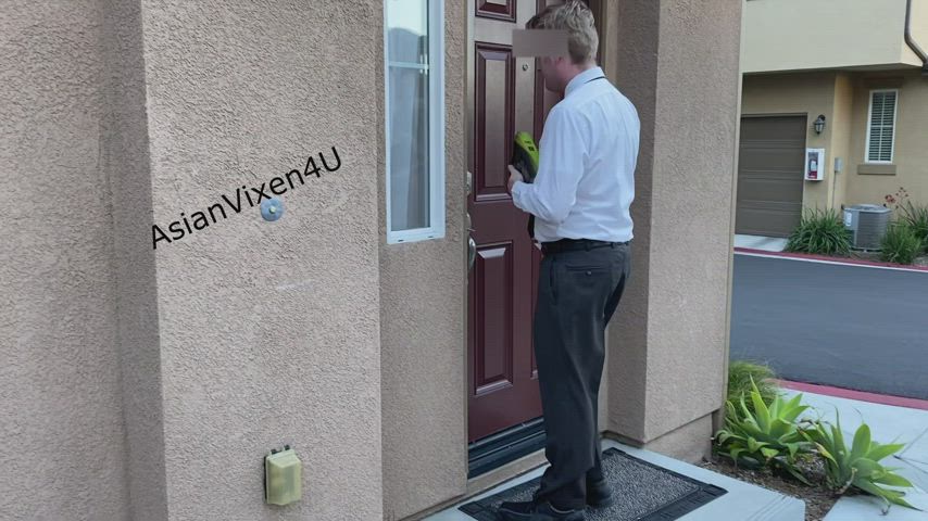 When a Mormon missionary knocks on your door, you convince him to keep his purity by entering the back door first. Then sprinkle holy water on you at the end - free porn video