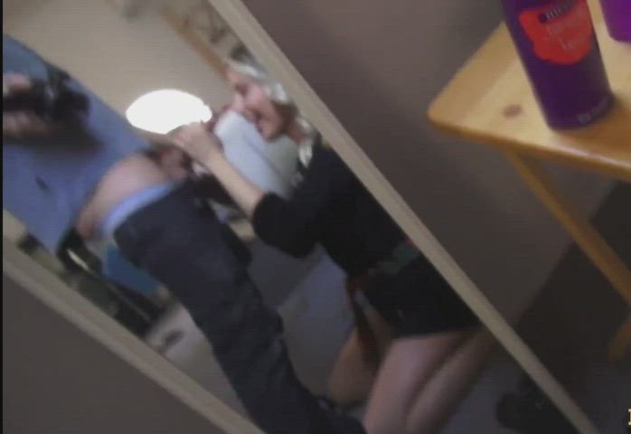 Undressing with a cock in her mouth - free porn video