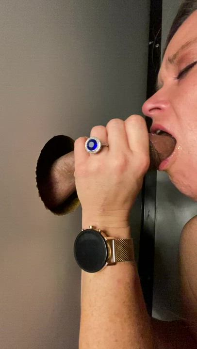 I love giving sloppy gloryhole blowjobs. - free porn video