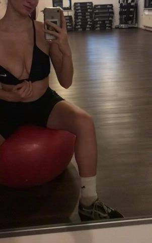Too horny at the gym… had to get them some air... everbody could catch me... love the risk hehe... - free porn video
