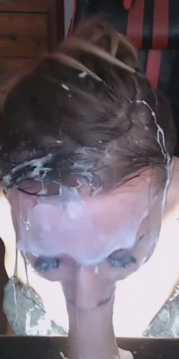 Cute cum covered slut gagging. - free porn video