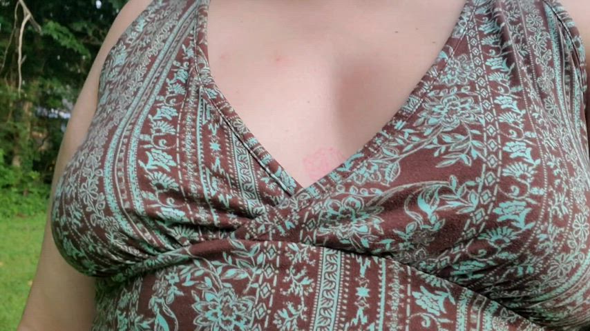 Flashing my tits... i wonder if my neighbors saw - free porn video
