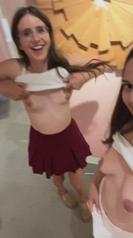 Tits out with my friend, as we often like to be! [GIF] - free porn video