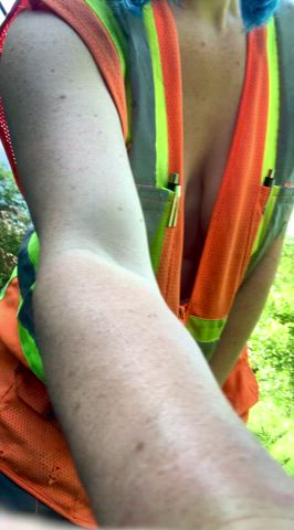 Who says I need a shirt under my safety vest 😸 [gif] - free porn video