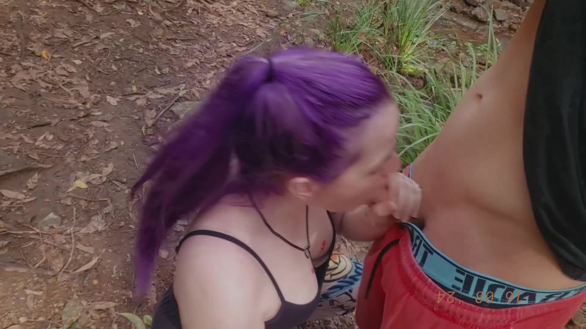 Purple haired cock sucking succubus :P  - free porn video