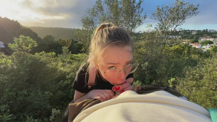 Caught! Public BJ on a Hike - free porn video