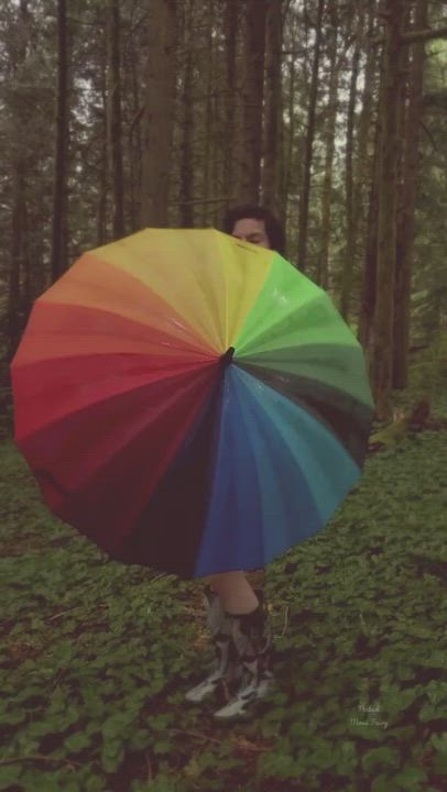 Nymph-O frolicking in the forest in the rain!🧚‍♀️💦 - free porn video