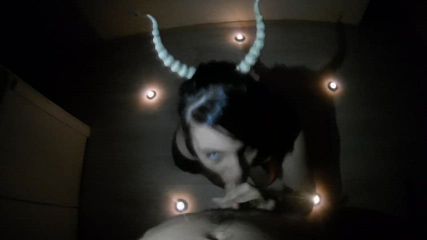 Sexy demon drinking cum from her victim - free porn video