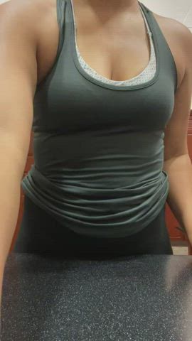 Had to hide from the girl who walked in. Post gym flash [gif] - free porn video