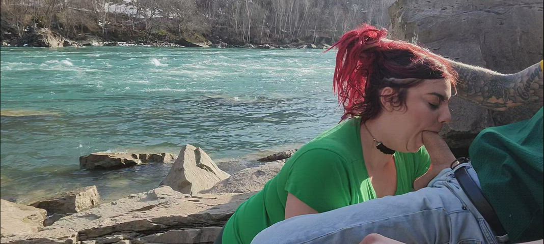 Nothing better then having your cock drained in the sunshine - free porn video
