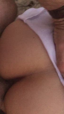 Daddy’s load dripping out of my tight pussy on the beach today🙈😈 - free porn video