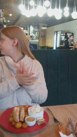 I like to sit in a restaurant full of people and do it in such a way that no one realizes but at the same time feel the excitement. [GIF] - free porn video