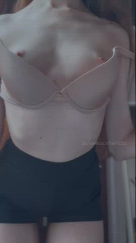 Taking my bra off so you can see my petite titties - free porn video