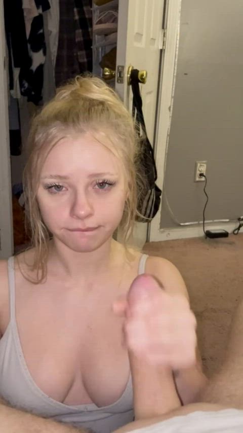 Cute Blonde Loves Making Him Cum - free porn video