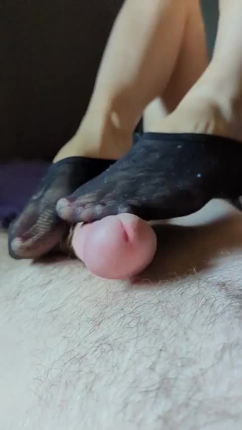 short nylon socks footjob - free porn video