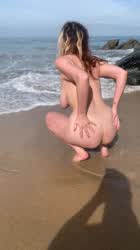 Squat fuck practice on the beach - free porn video