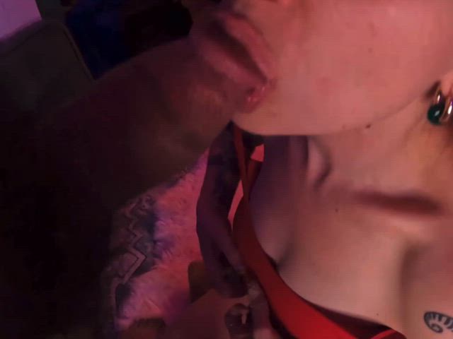 revealing my pierced nipples while I suck some dick 😋 - free porn video