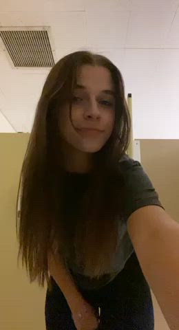 i got very horny i just couldn't resist getting my tits out in the school haha - free porn video