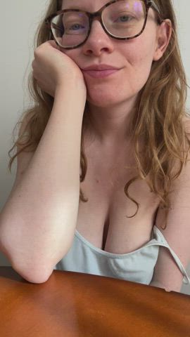 In case someone is into busty redheads with nerdy glasses! - free porn video