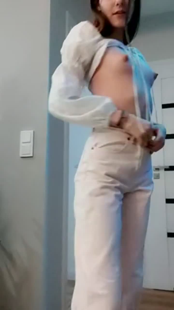 Quickly showing my boobs while my parents are out - free porn video
