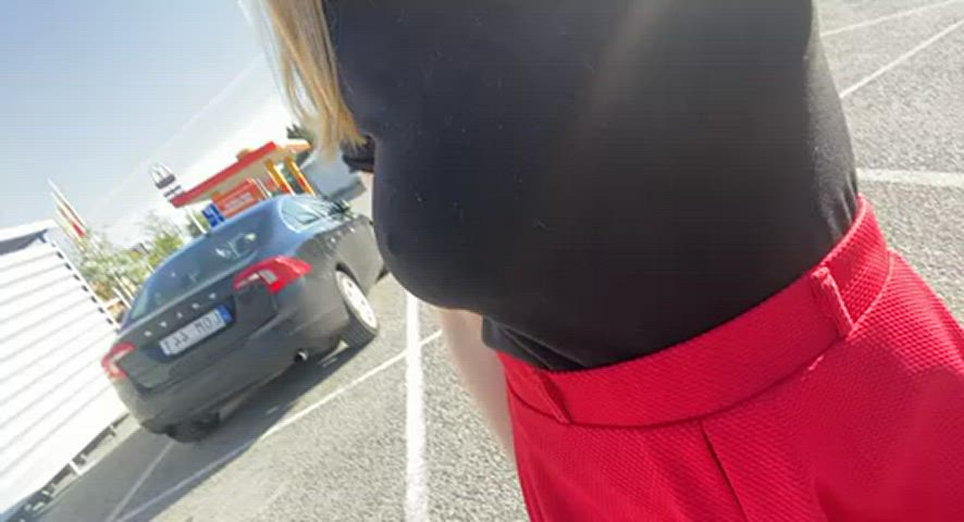 I love making older men hard in public - free porn video