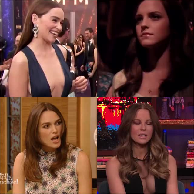 Who you taking home? Emilia Clarke, Emma Watson, Kate Beckinsale, or Keira Knightley? - free porn video