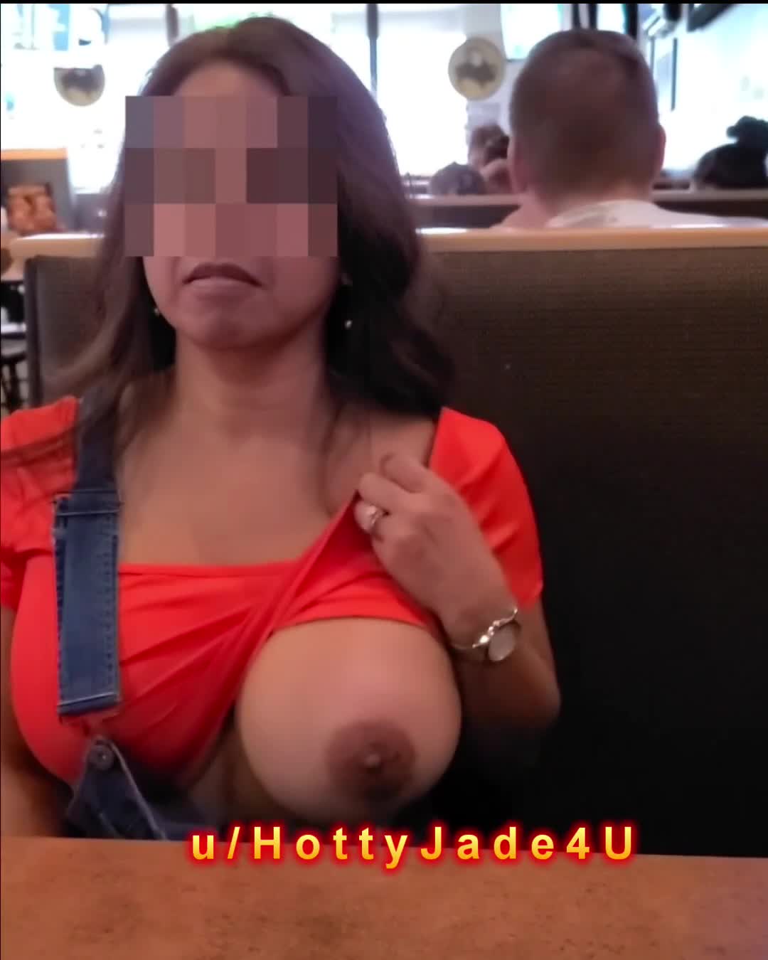 My big boobies at a local diner - free porn video