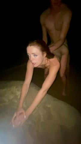 Beach MfM at Night - free porn video