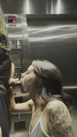 Elevator BJs are usually fun but it has its ups and downs [gif] - free porn video