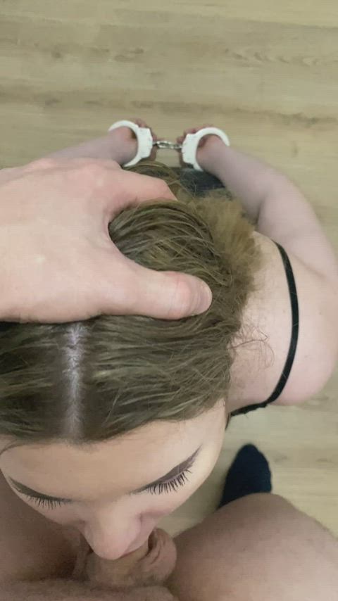 Sucking penis in metal cuffs - free porn video
