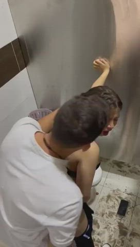 Hitting The Right Spot in The Club`s Toilet - free porn video