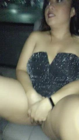 In the backseat with my Big Tits out and maybe a little more on Girls Night Out - free porn video
