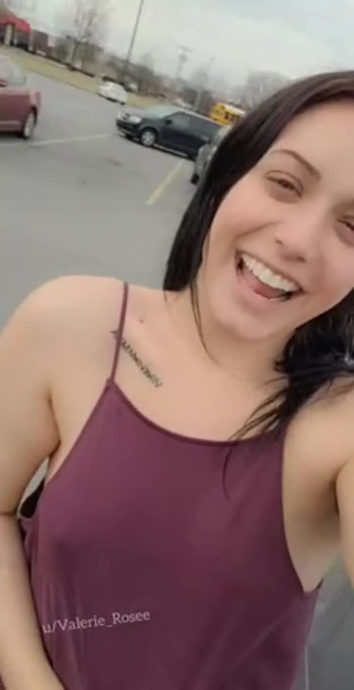 Walking through Sam's club parking lot with my titties out - free porn video