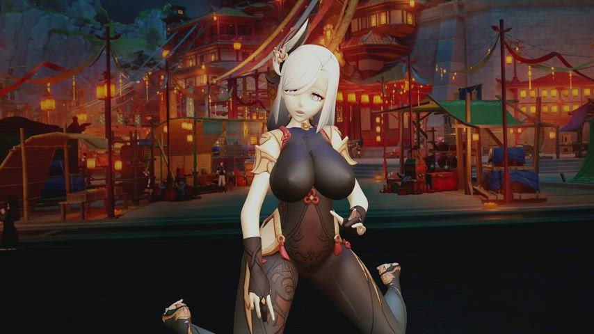 Shenhe teasing (WFSNFair) [Genshin Impact] - free porn video