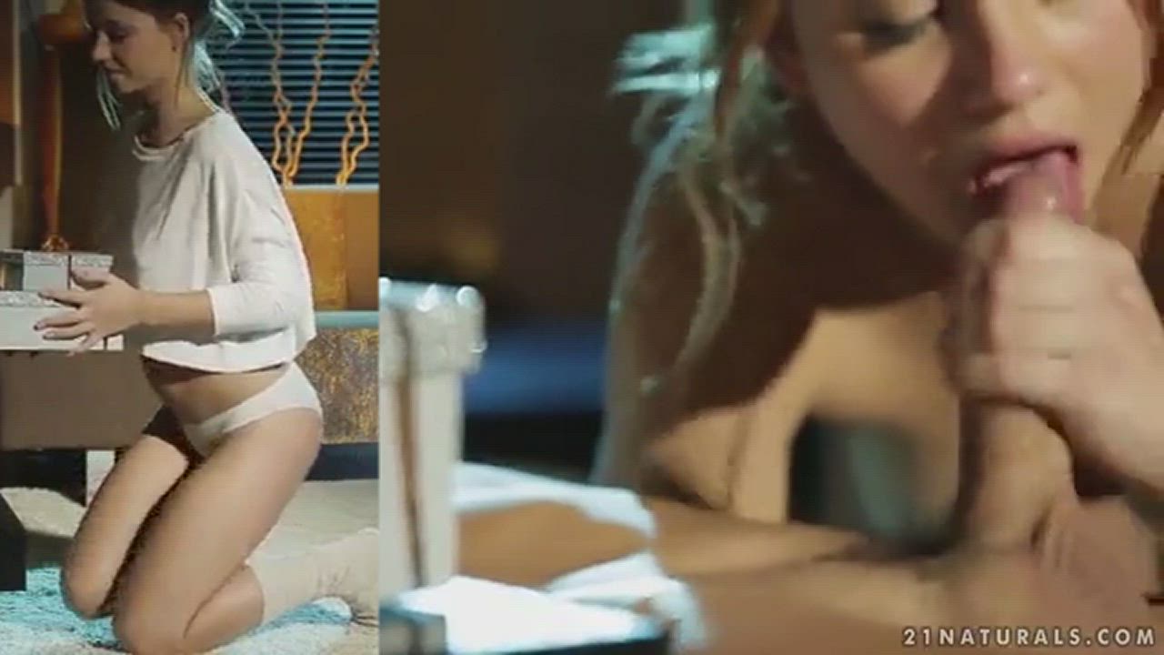 Taylor Sands with a Christmas gift for her man - free porn video