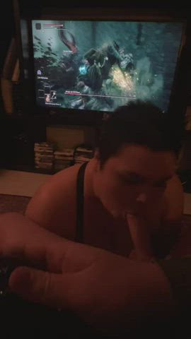 He fought Margit, the Fell Omen while I sucked his dick - free porn video