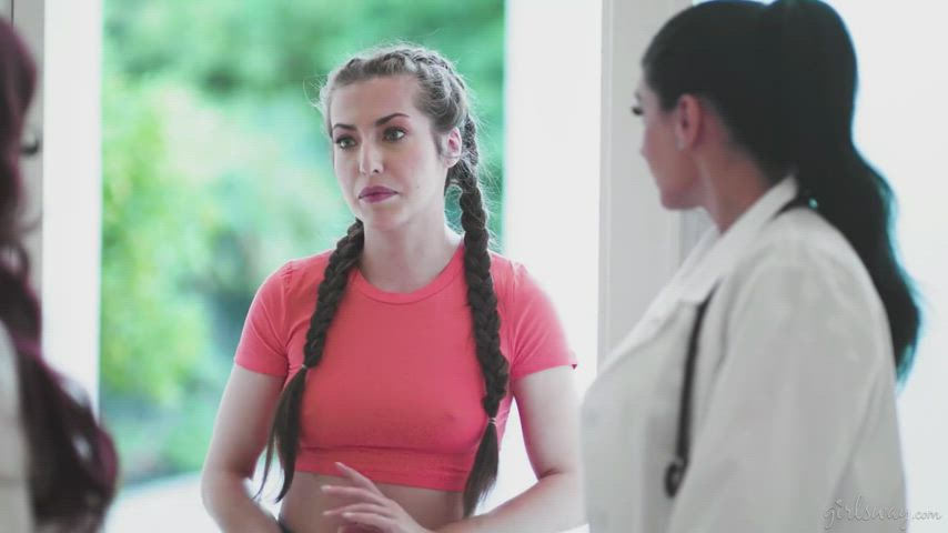 Faking sickness just to visit the lesbian doctors next door - free porn video