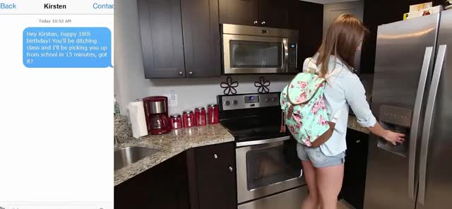 Kristen gets blackmailed on her 18th birthday by her boyfriend's dad - free porn video
