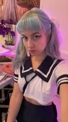 Just a frisky schoolgirl with no panties on, in need of your cum 🥰 - free porn video