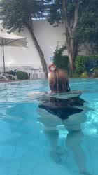 Flashing at the hotel pool - free porn video