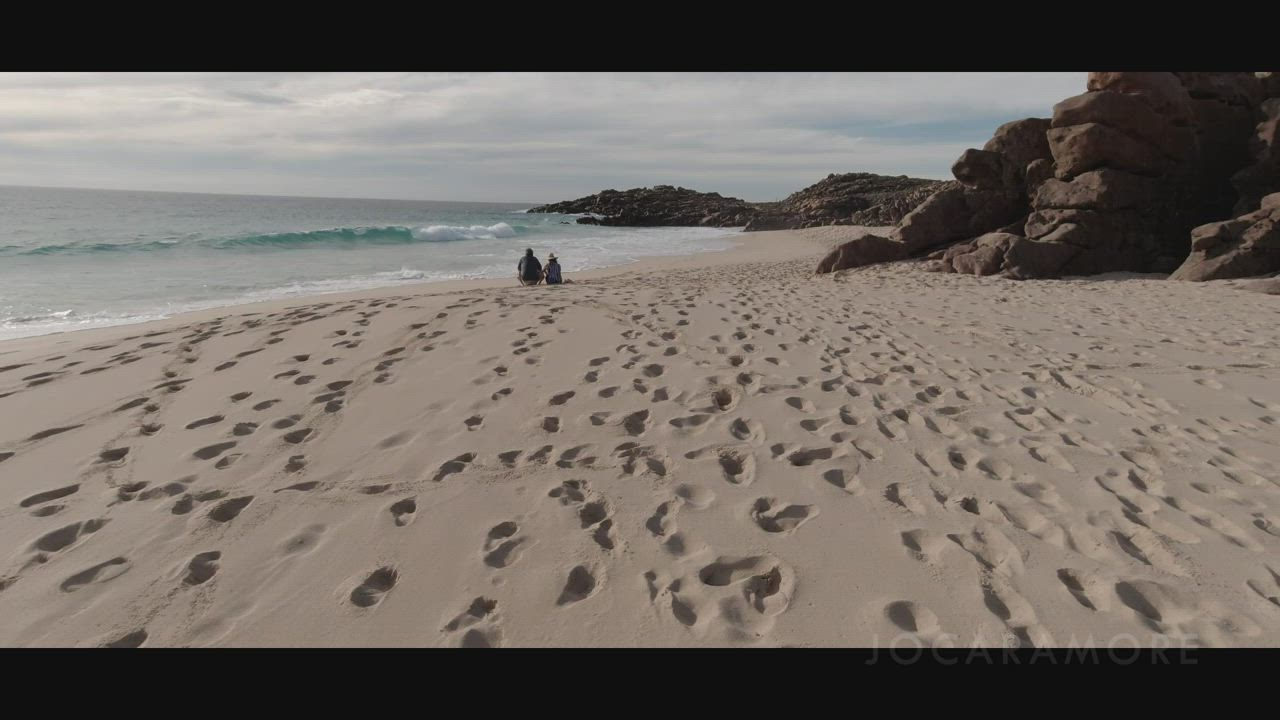 Another public beach handjob, with people in the distance... - free porn video