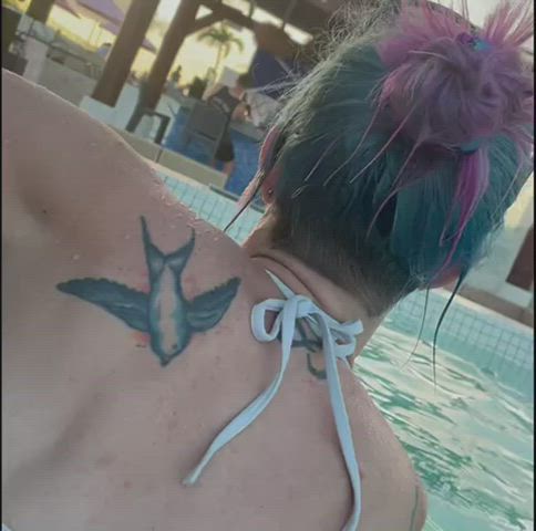 He wouldn’t give me my bottoms back until I stood up in front of everyone at the hotel pool! I think only one guy caught me 🙈 [gif] - free porn video