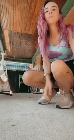 I like wearing skirts so I can easily do stuff like this in public [gif] - free porn video