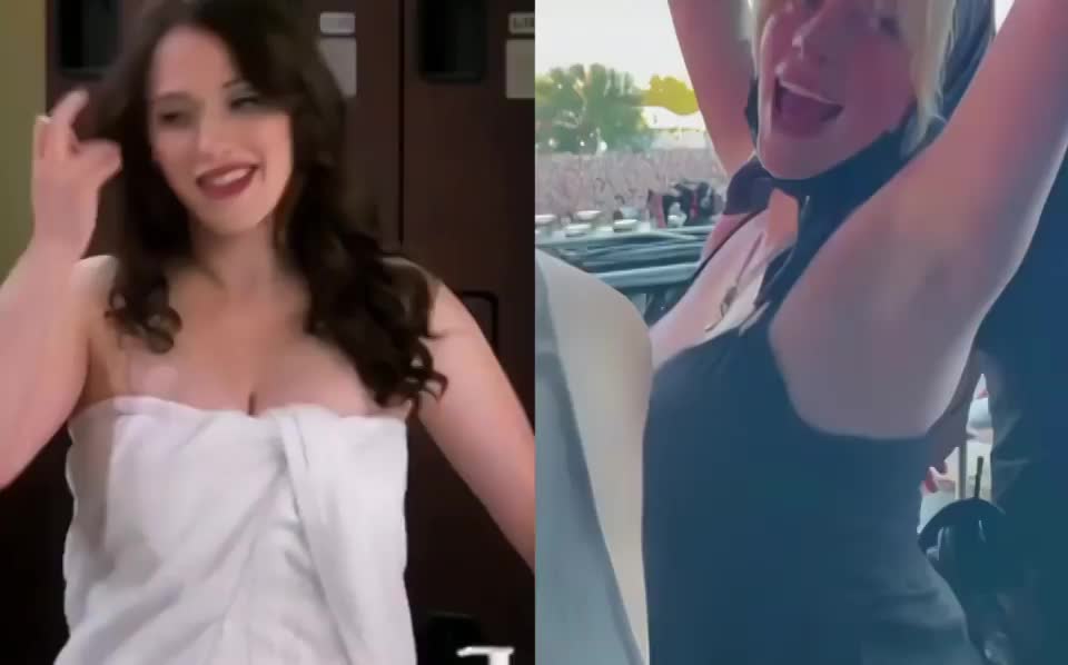 Pale and Big Tits, who would you pick: Kat Dennings vs Billie Eilish - free porn video